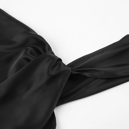 Sexy Satin One Shoulder Women Crop Tops