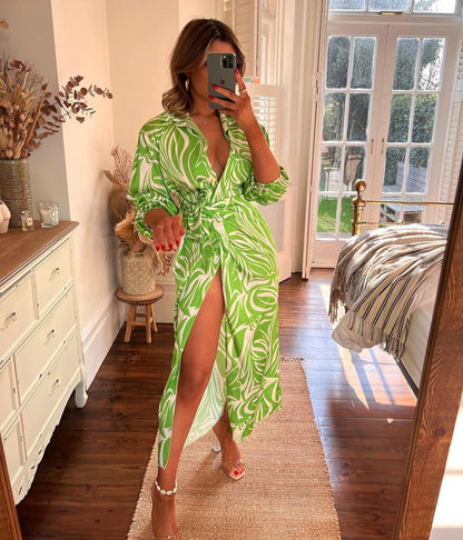 Fashion Floral Print Midi Length Dresses