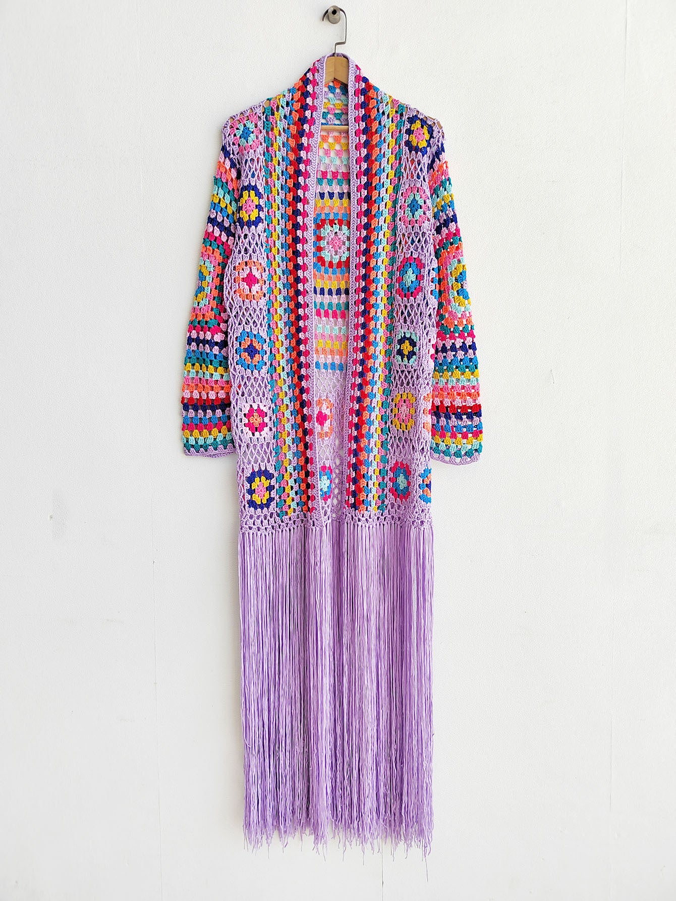 Colorful Crochet Irregular Tassels Coats for Women