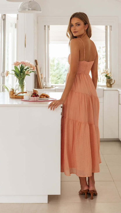 Casual Summer Spaghetti Straps Sleeveless  Long Dresses