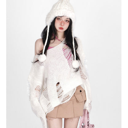 Casual Broken Holes Long Sleeves Knitted Sweaters