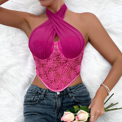 Sexy Halter Lace Tank Tops