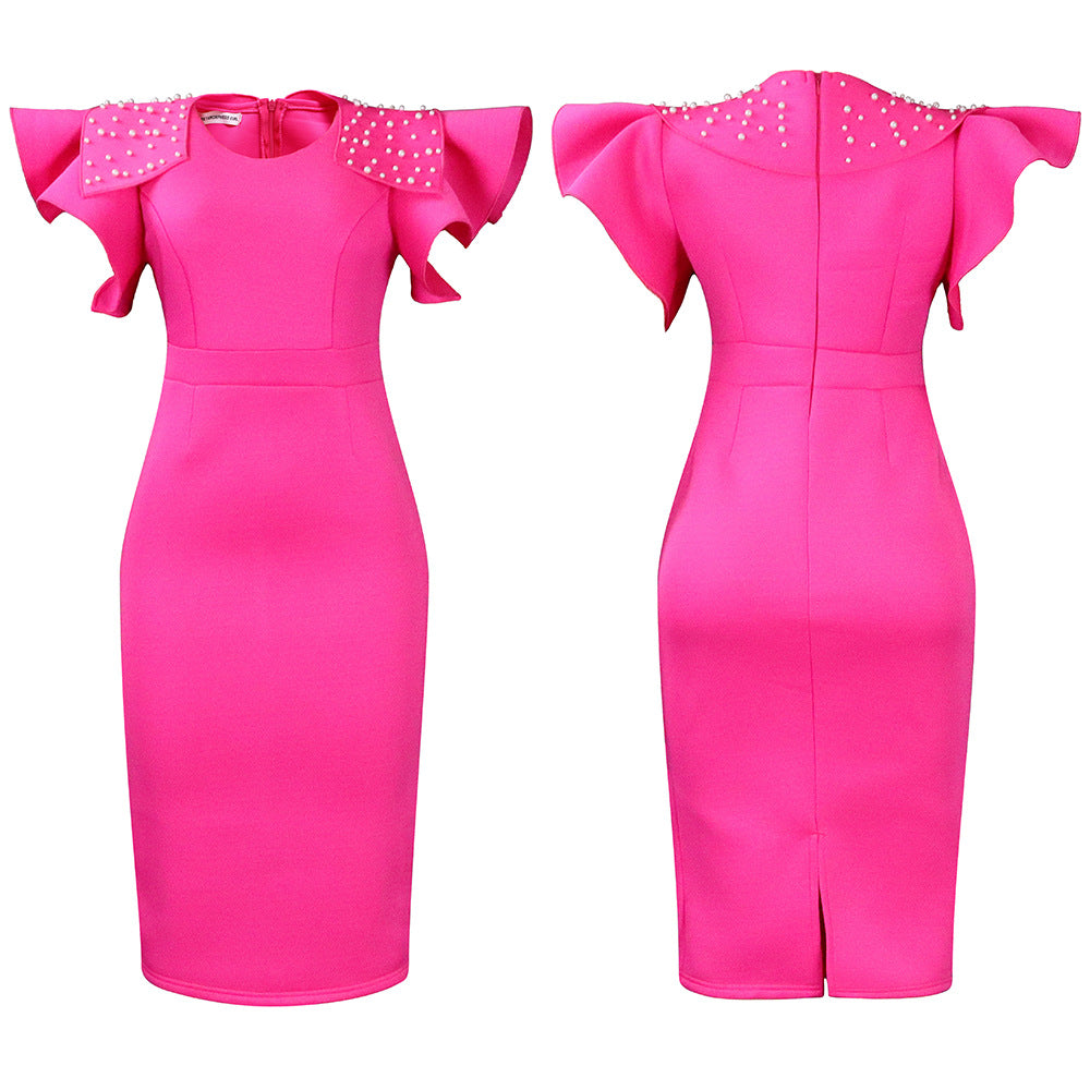 Summer Ruffled Sleeves Women Sheath Dresses