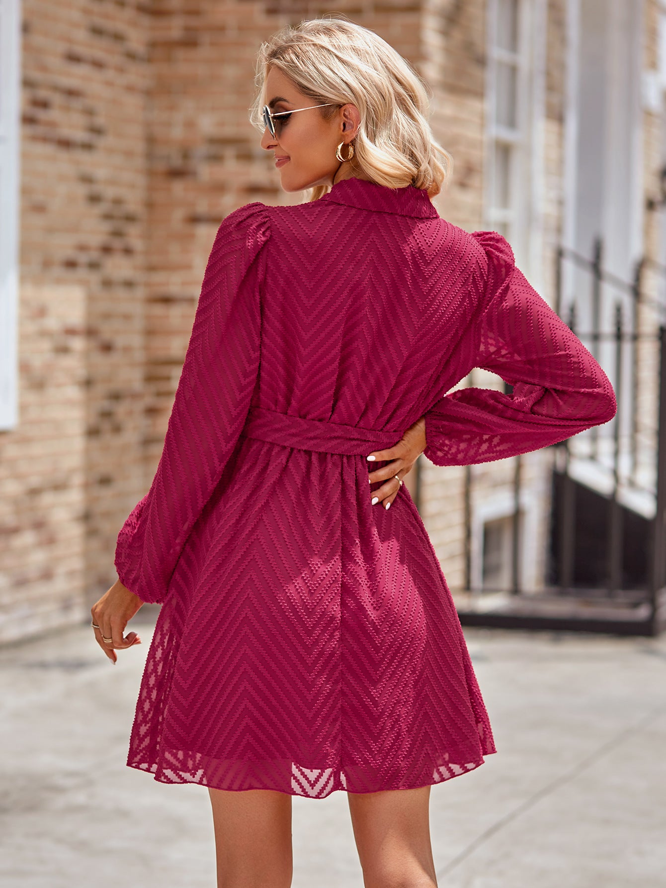 Fashion V Neck Long Sleeves Short Dresses
