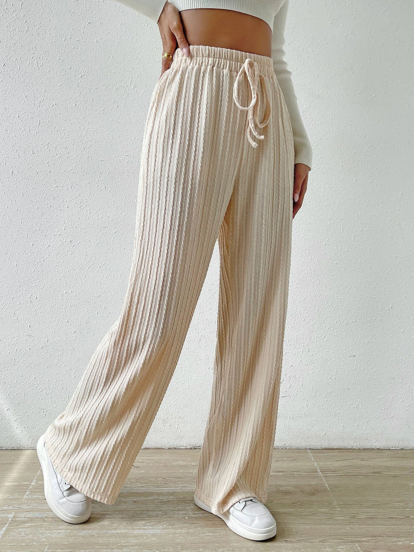 Casual Elastic High Waist Wide Legs Pants for Women