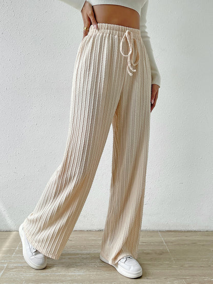 Casual Elastic High Waist Wide Legs Pants for Women