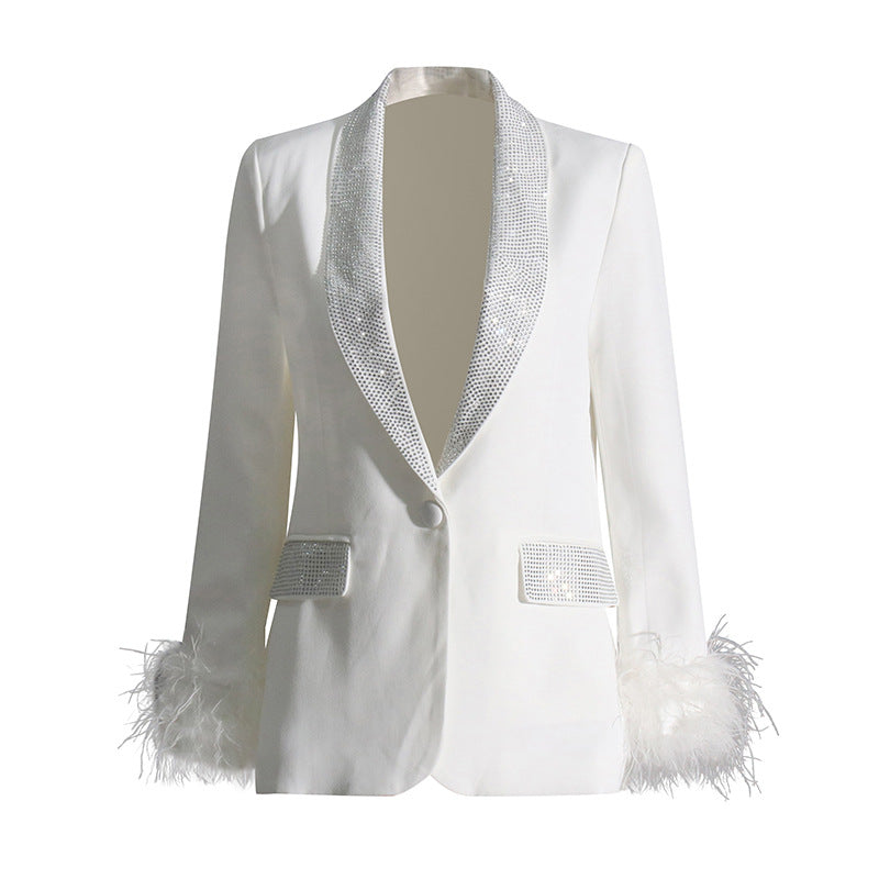 Luxury Designed Feather Blazer Coat for Women