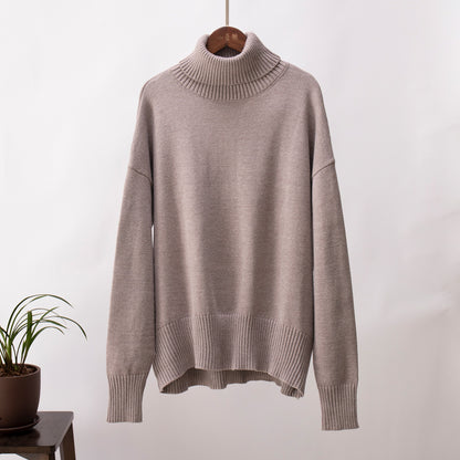 Fashion High Neck Knitted Pullover Sweaters for Women