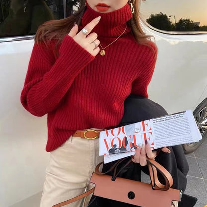 Casual High Neck Long Sleeves Knitted Sweaters