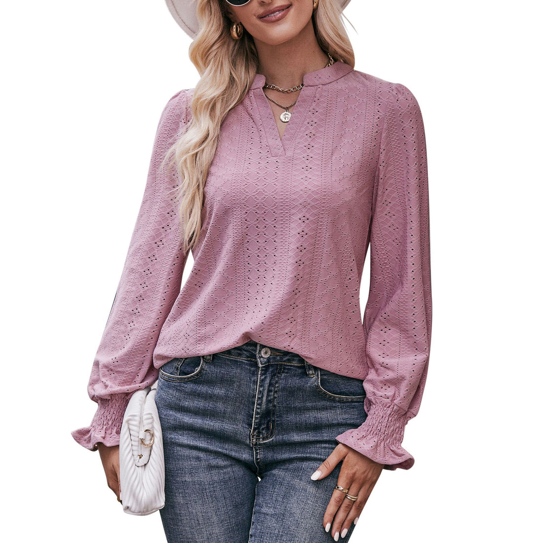 Casual V Neck Long Sleeves Fall Shirts