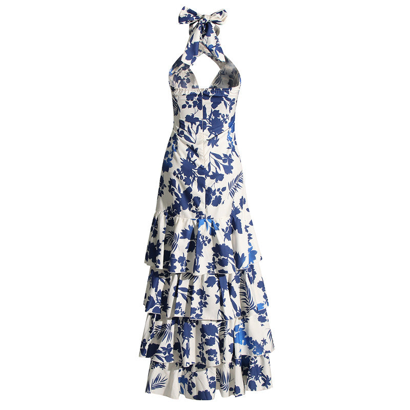 Designed Elegant Summer Halter Cake Style Long Dresses