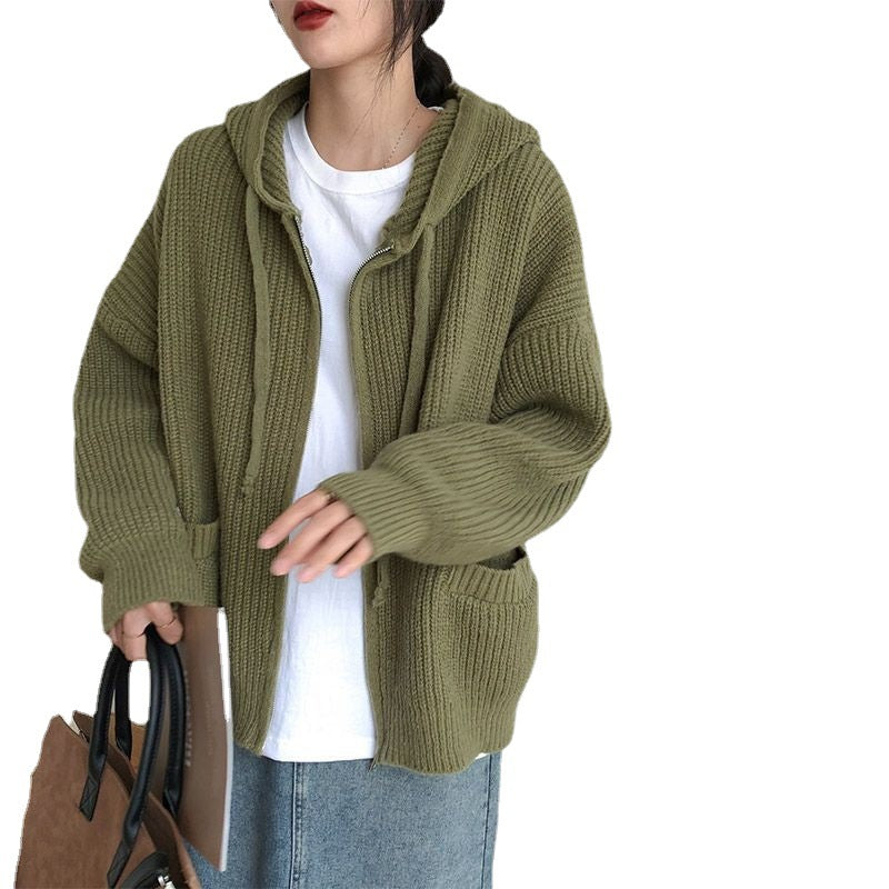 Casual Vintage Knitted Hoodies Cardigan Sweaters