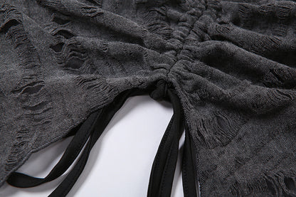 Fashion Gray Off The Shoulder Halter Short Shirts
