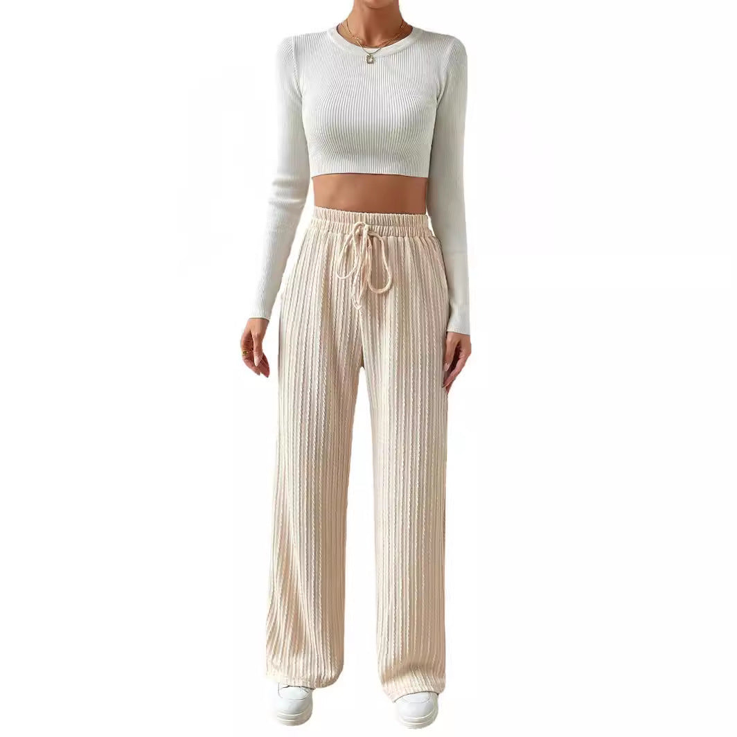Casual Elastic High Waist Wide Legs Pants for Women