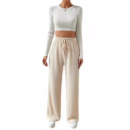 Casual Elastic High Waist Wide Legs Pants for Women