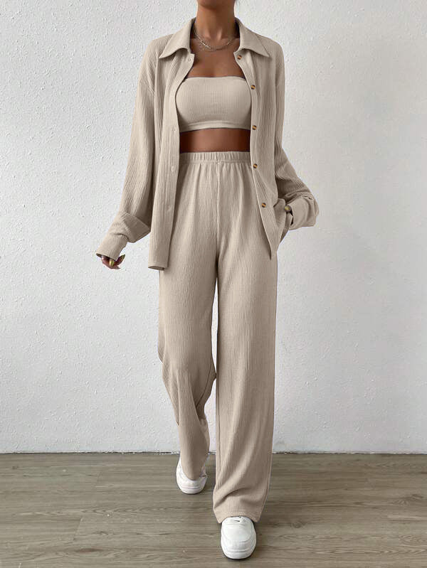 Casual Summer Turnover Collar Two Pieces Suits