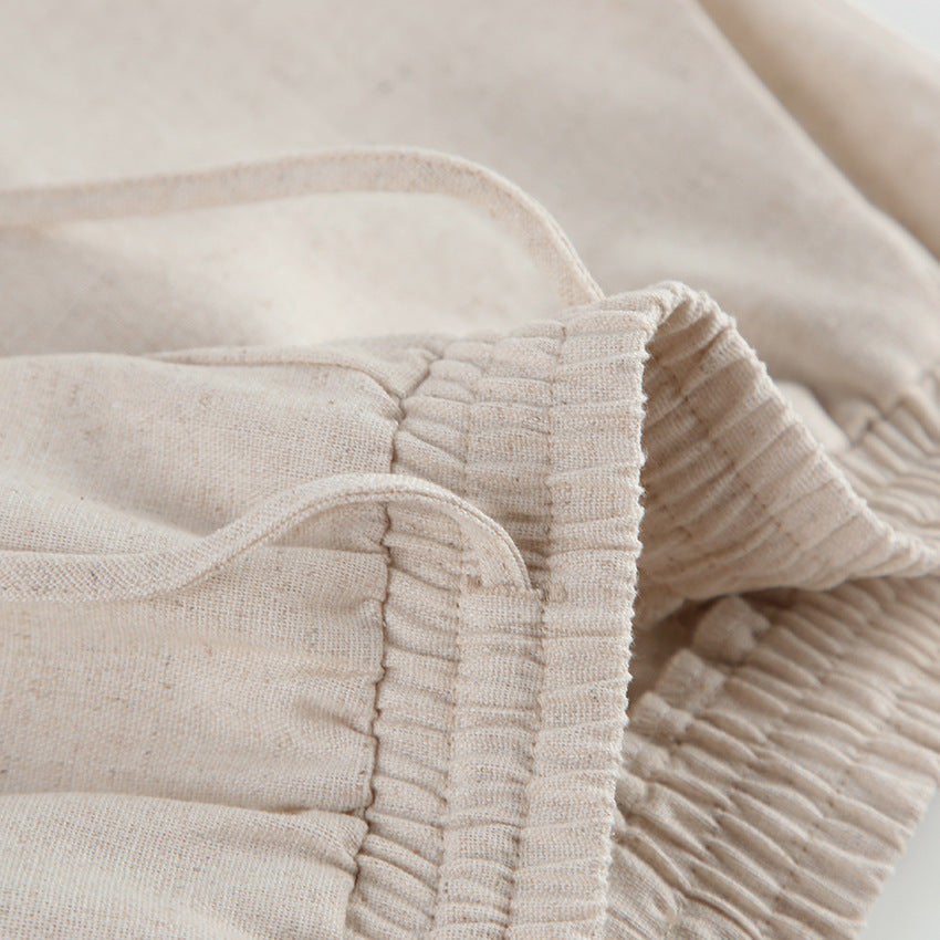 Casual Summer Cotton Linen Sleeveless Tops & Cropped Pants Suits