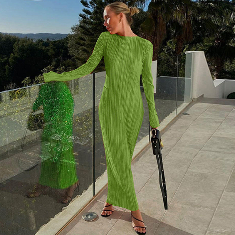 Fashion Round Neck Long Sleeves Dresses