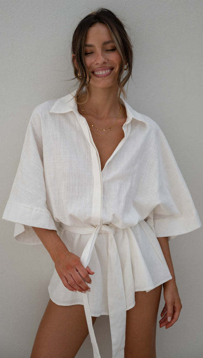 Fashion Half Sleeves Short Jumpsuits for Women