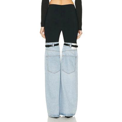Designed Lace Up Trumpet Jeans for Women