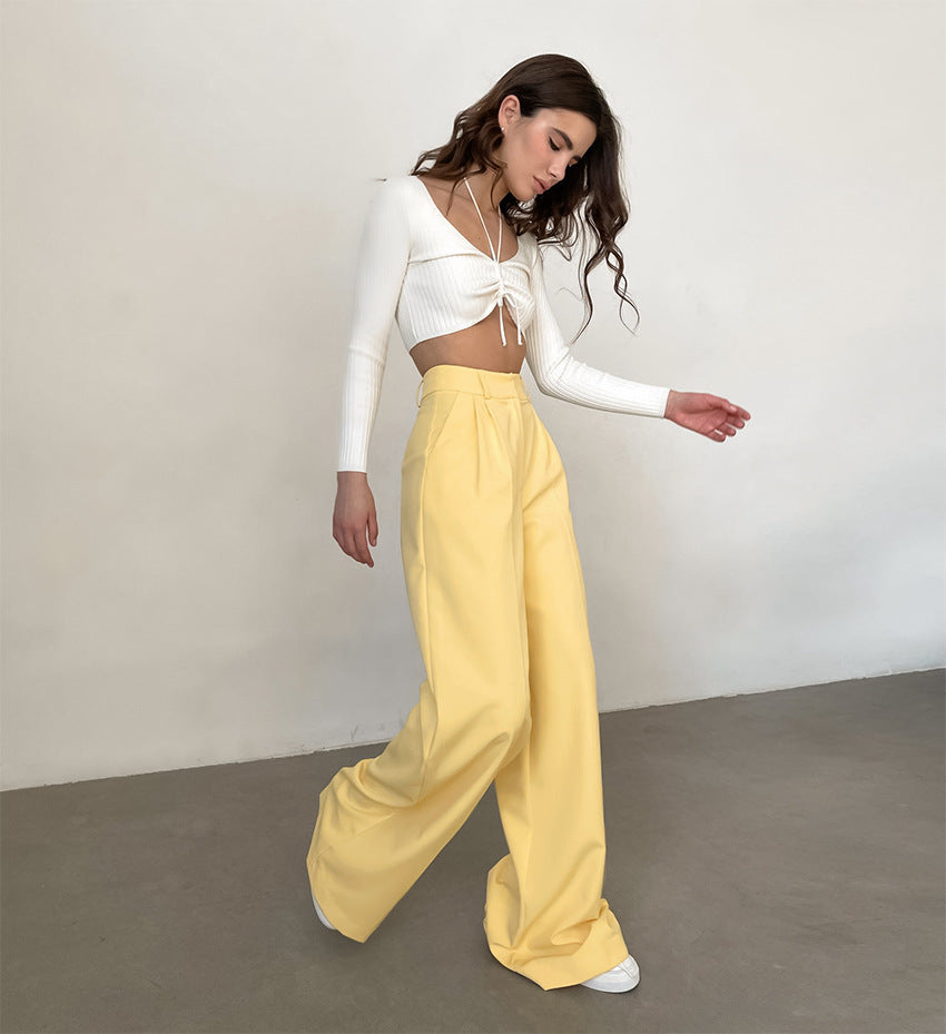 Casual High Waist Wide Legs Long Pants for Women