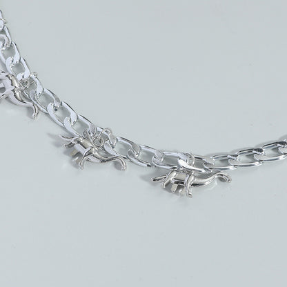 Dinosaur Pendant Men's Cuban Silver Chain Versatile Sweater Necklace