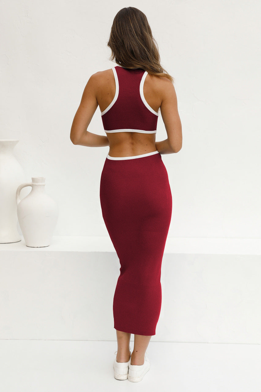 Sexy Backless Knitted Sheath Midi Dresses