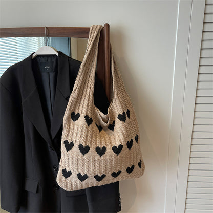 Casual Summer Knitted Wave Sweetheart Shoulder Bags