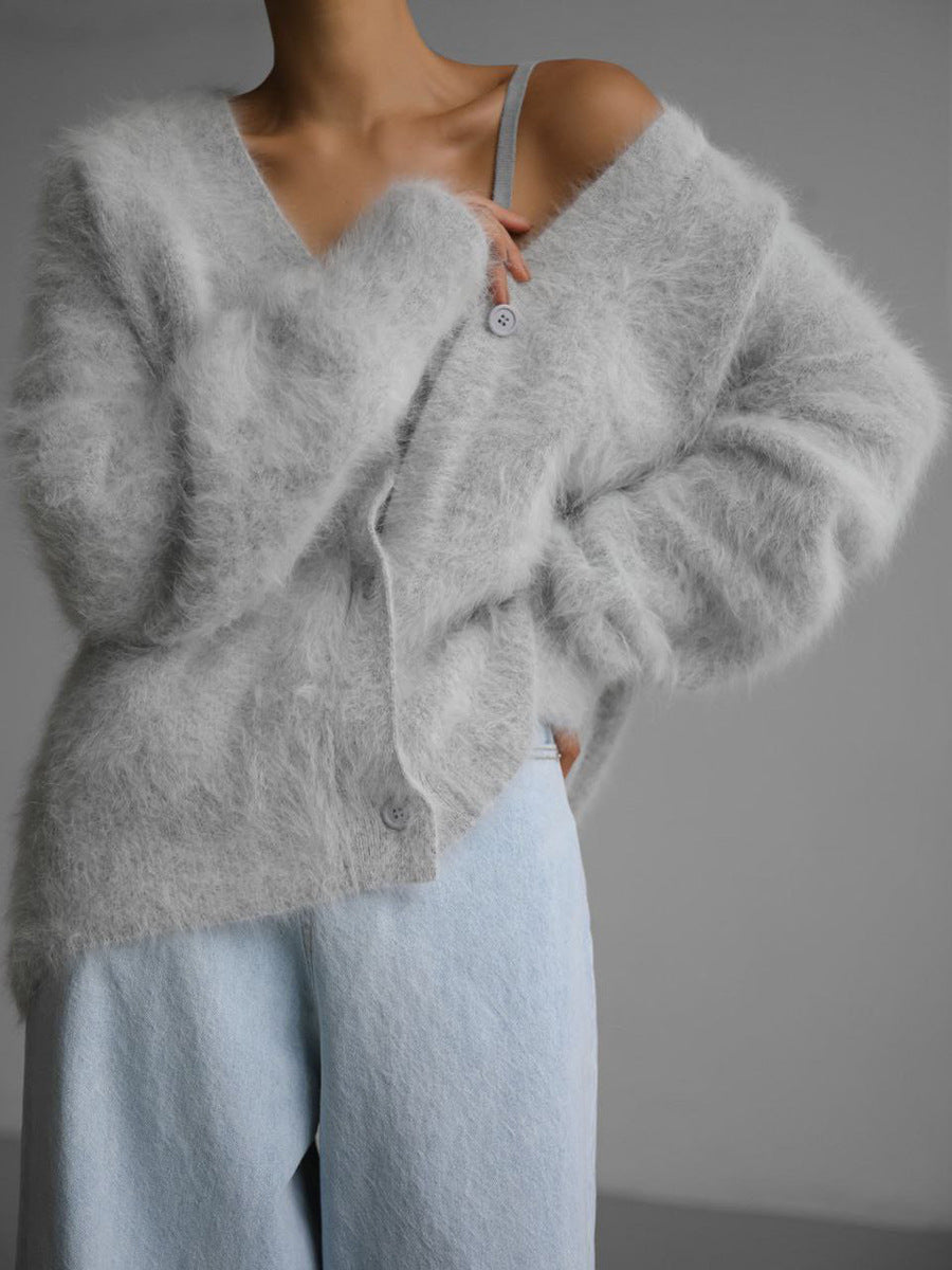 Casual V Neck Long Sleeves Knitted Sweaters