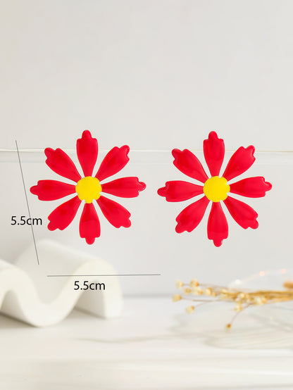 Fashion Metal Dropping Flower Stud Earrings