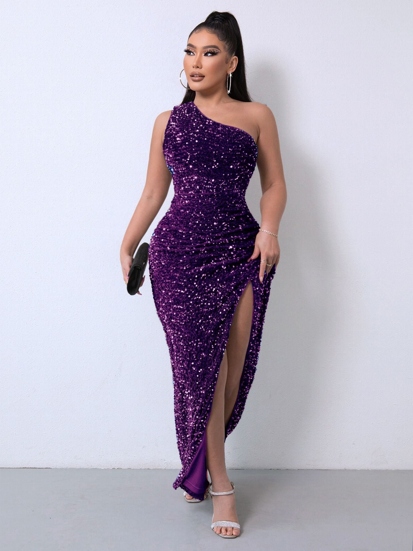 Sexy Fashion One Shoulder Sleeves Party Dresses