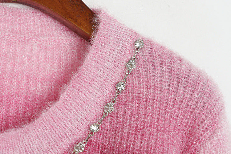 Fashion Lovely 3D Floral Design Short Knitted Sweaters