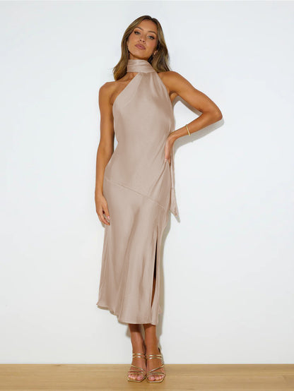 Sexy Satin Backless Evening Dresses