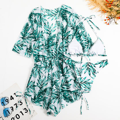 Sexy Net Drawstring 3pcs Women Swimsuits
