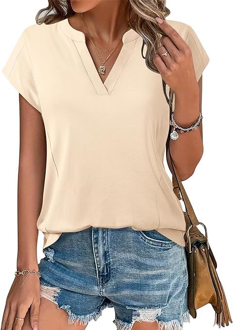 Summer Casual V Neck Short Sleeves T Shirts