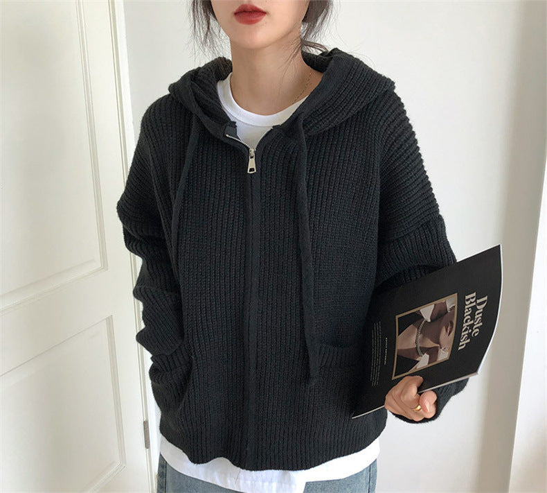 Casual Vintage Knitted Hoodies Cardigan Sweaters