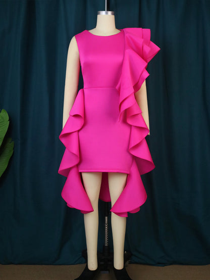 Sexy Ruffled Sleeveless Plus Sizes Bodycon Dresses