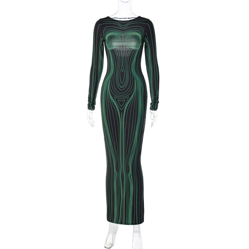 Sexy Fashion Backless Long Sleeves Dresses
