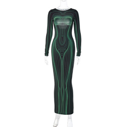 Sexy Fashion Backless Long Sleeves Dresses