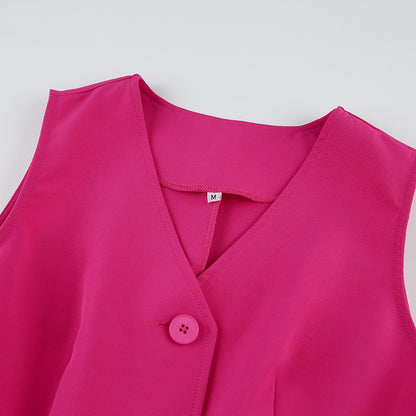 Fashion Sleeveless Tops and Long Pants Two Pieces Suits
