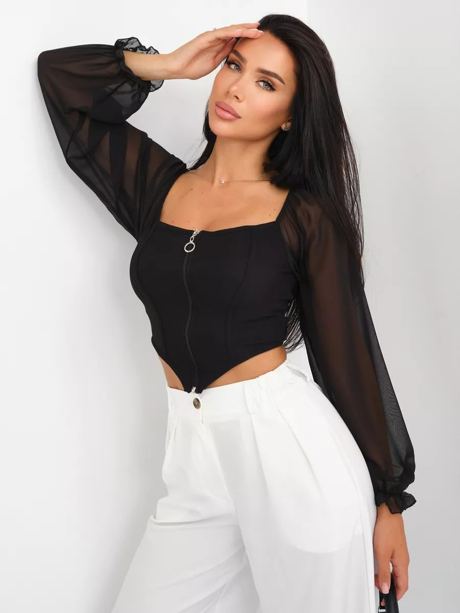 Sexy Long Sleeves Short Tops