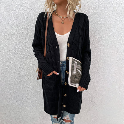 Casual Twist Design Long Cardigan Sweaters for Women