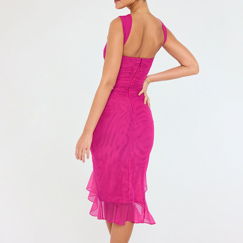 Sexy One Shoulder Summer Sleeves Sheath Dresses