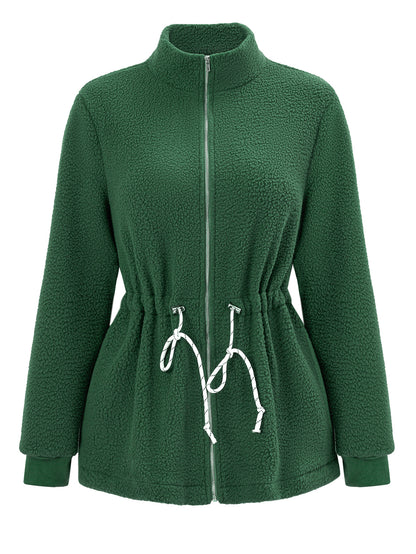 Casual Stand Collar Long Sleeves Velvet Coats
