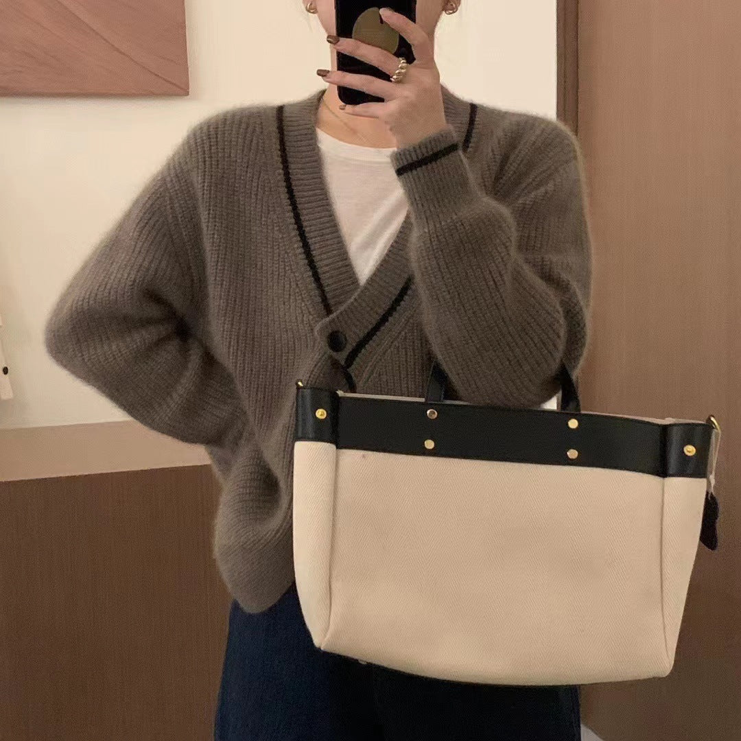 Casual V Neck Knitted One Button Sweater Cardigans