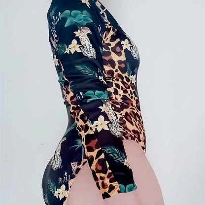 Sexy Zipper Long Sleeves Swimsuits for Women