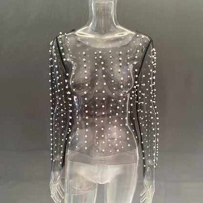 Sexy See Through Long Sleeves Women Tops