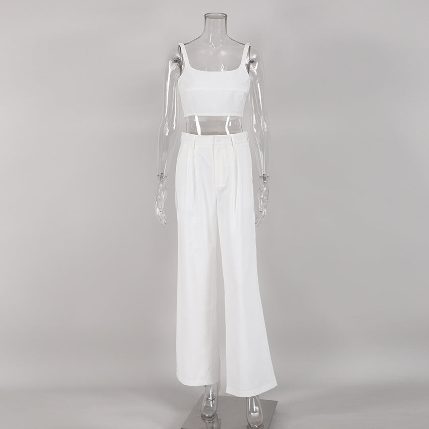 Summer Linen Crop Tops and Wide Legs Pants for Women