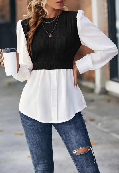 Casual Round Neck Women Blouses Shirts