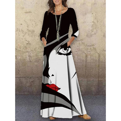 Elegant 3D Floral Print Summer Long Dresses